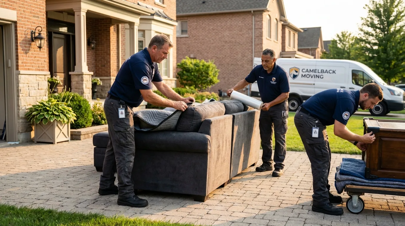 Large estate moving crew wrapping furniture in Jefferson, WI